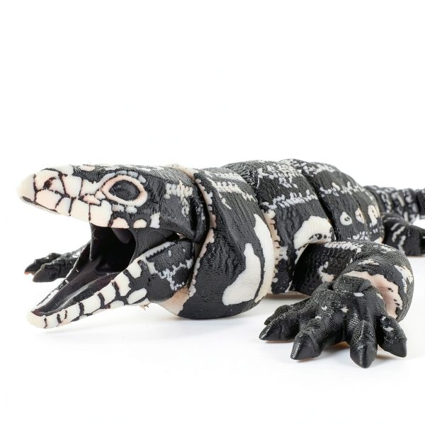 3D Printed Realistic Tegu Replica by Lukes Lizards White Model Animal-1